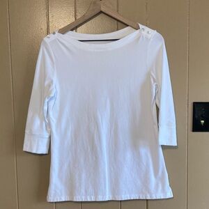 White Stag Classic White 3/4 Sleeve Top Size Small 95% Cotton